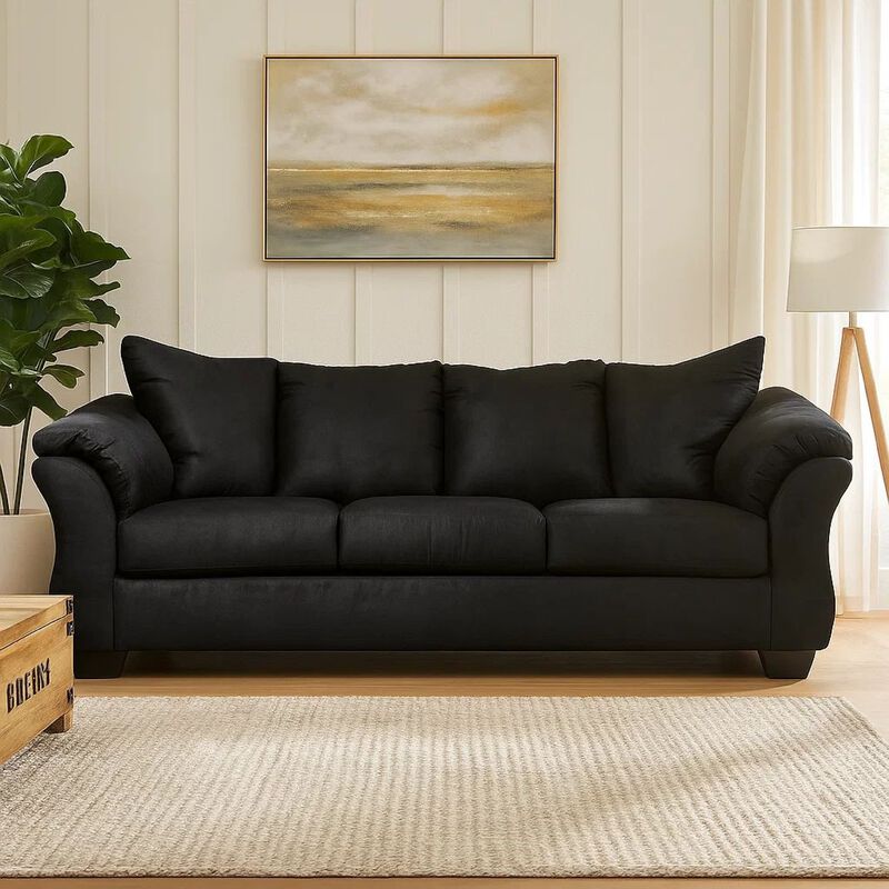Dari Sofa, Classic Black Polyester, Foam Pillow Top Arms, 89 Inch image number 7
