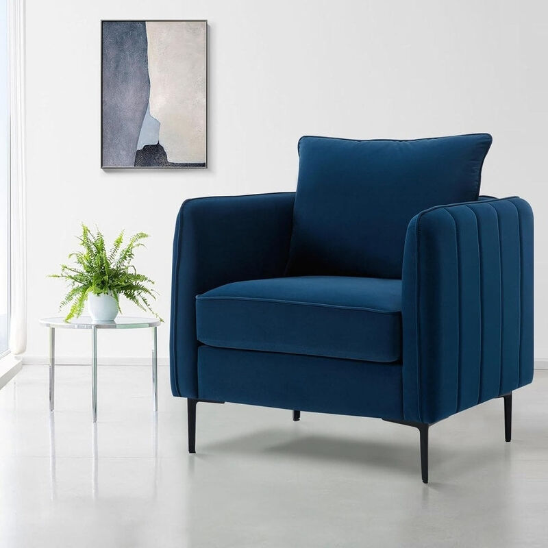 Envelor Mid-Century Modern Velvet Accent Armchair with Lumbar Pillow image number 2