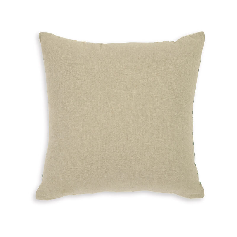 Tony 20 Inch Throw Pillow Set of 4, Striped Design, White and Green Cotton - Benzara