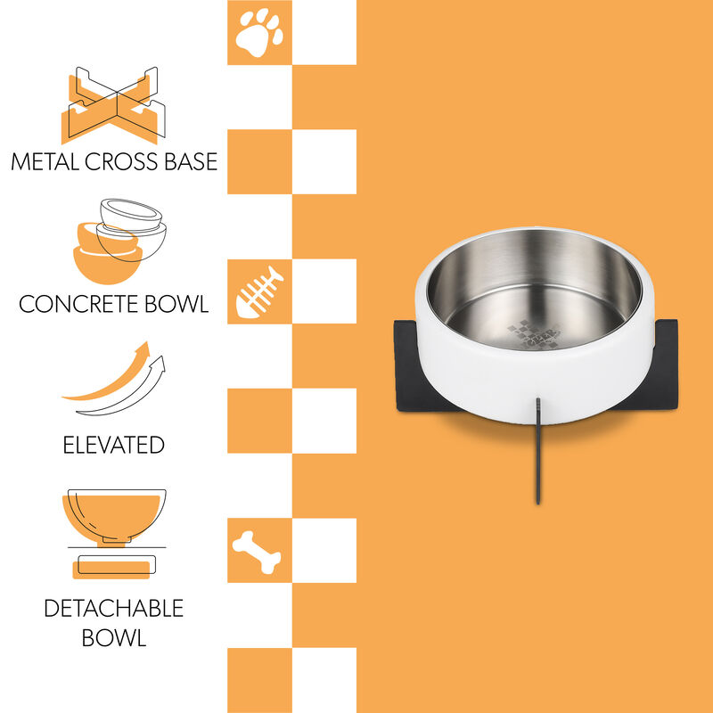 Intersecta Concrete and Stainless Steel Bowl 16oz (2 Cups) with Metal Stand Pet Feeder image number 2