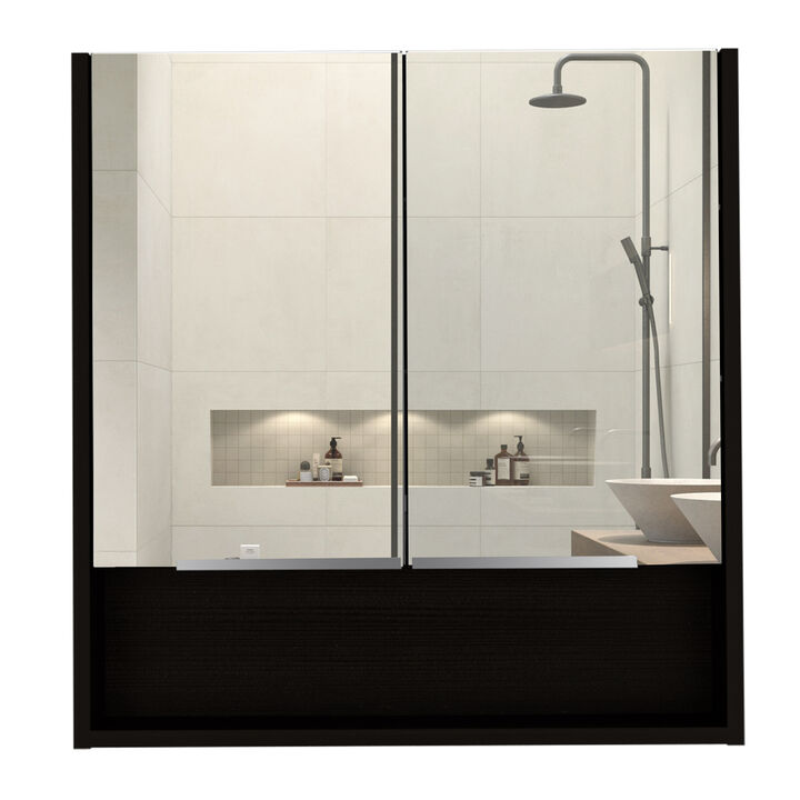 Manchester Rectangle Medicine Cabinet with Mirror Black Wengue