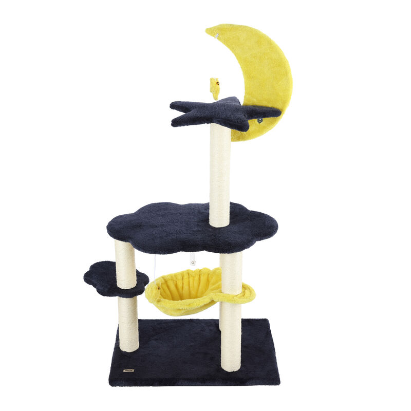 Aurora 3-Tier Modern Sisal Moon And Stars Cat Tree with Scratching Posts
