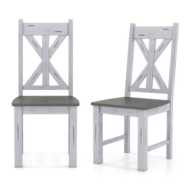 Hivvago Farmhouse Chair Set of 2 with Rubber Wood Frame and Elegant Hollowed Backrest