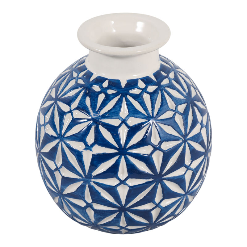 Cer, 6"h Daisy Vase, Blue image number 3