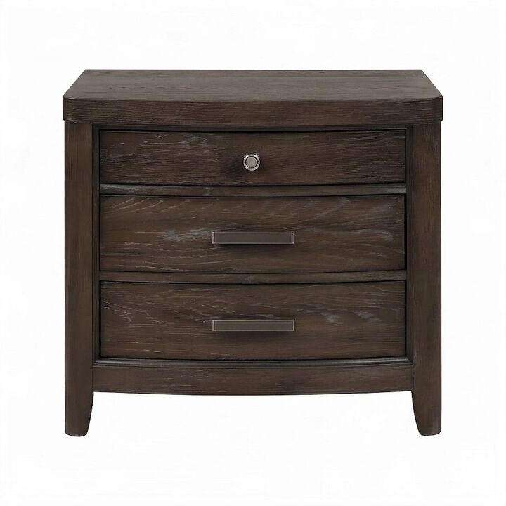 FurniFact Solid Rubberwood Veneer Nightstand with Drawer, Bedside Table