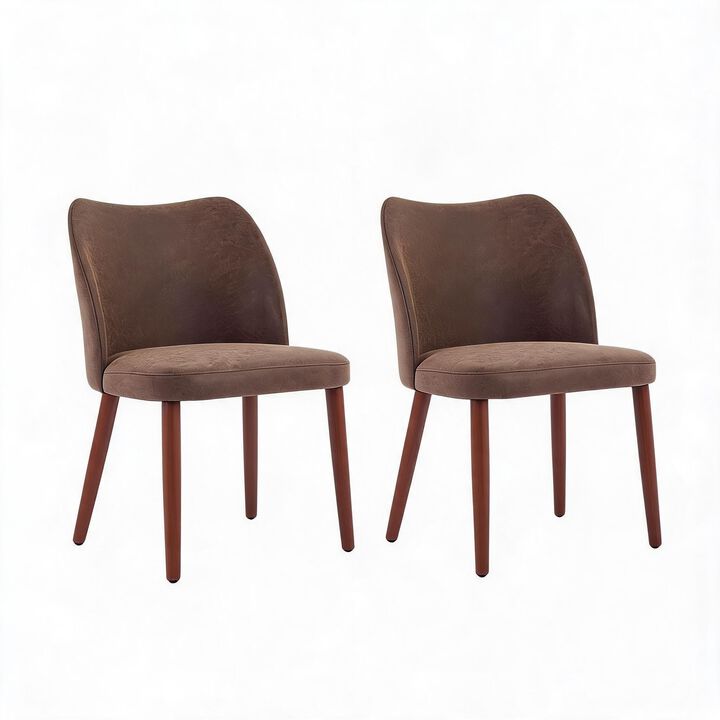 2 Pack Modern Wingback Dining Chairs, Linen Fabric Thick Cushion High Back Chairs with Rubberwood Legs for Home Dining Use