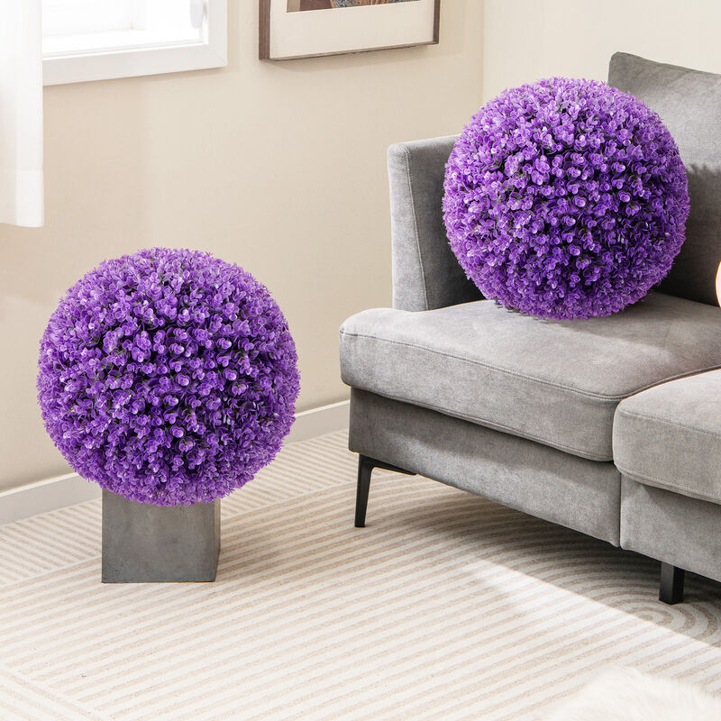 17.5" Faux Purple Eucalyptus Decorative Balls with 7-Layer Leaves for Backyard, Porch, Garden, and Wedding