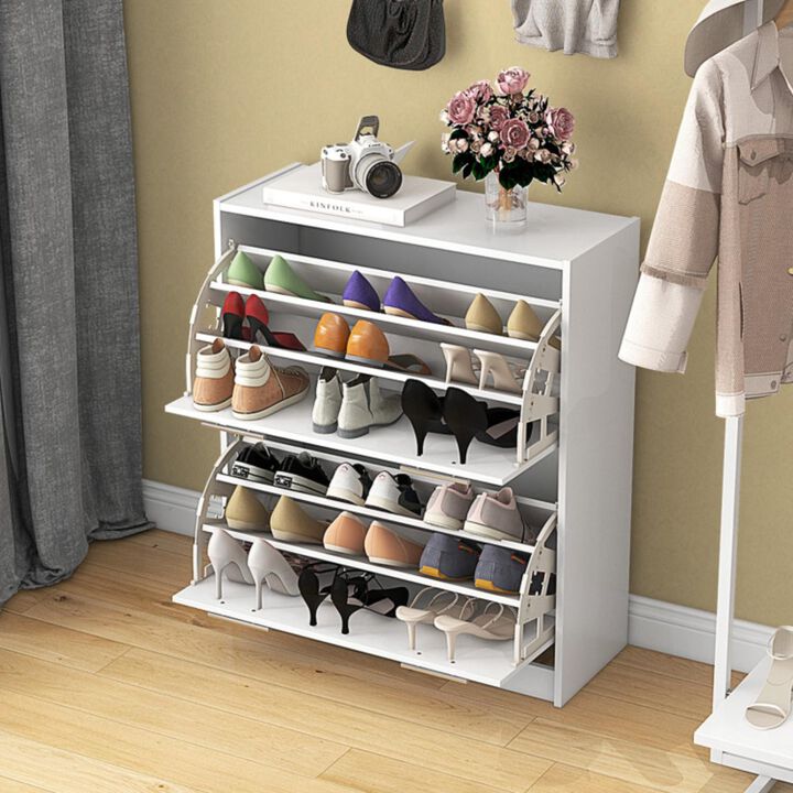 Hivvago Shoe Storage Cupboard Organizer with Top Display and Flip Drawer