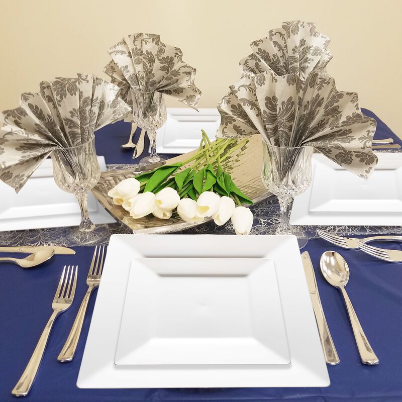 6.5" White Square Plastic Cake Plates (120 Plates) image number 7