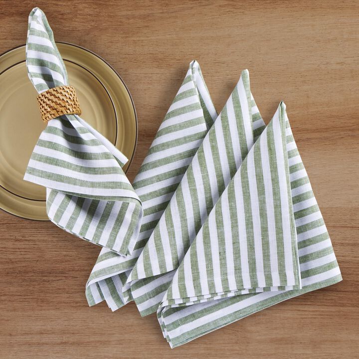 Solino Home 100% Pure Linen Dinner Napkins 20 x 20 Inch Set of 4 - Amalfi Stripe