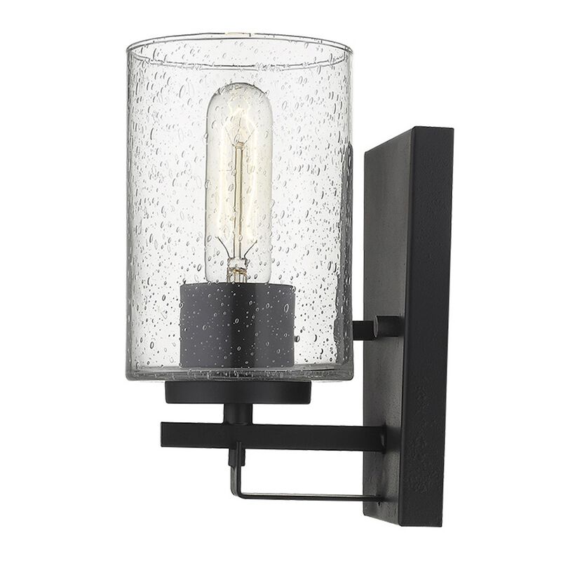 Hivvago Black Metal and Textured Glass Wall Sconce