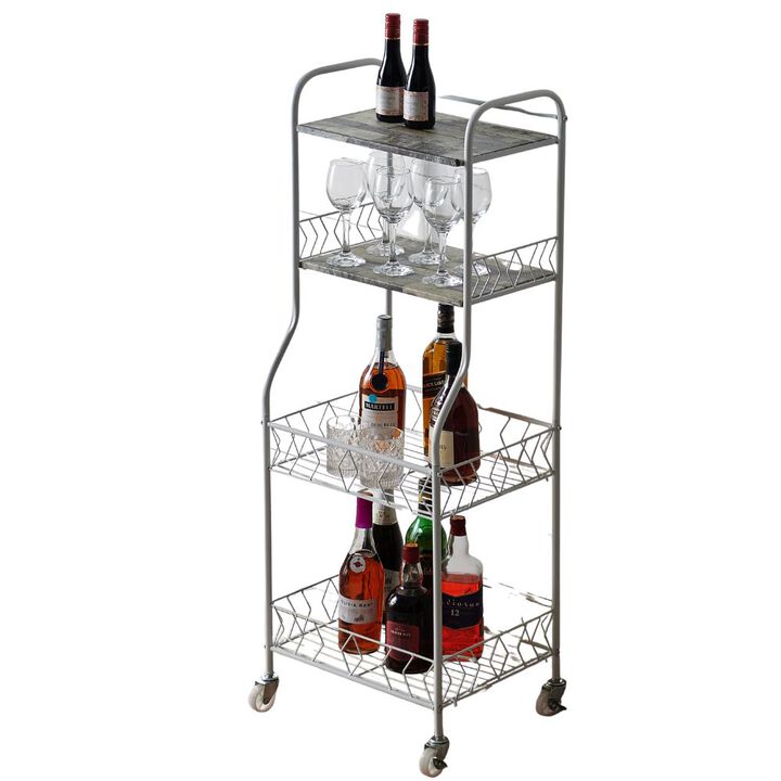 Kings Brand Furniture - 4 Tier Kitchen Bakers Rack, Microwave Oven Stand, Serving Bar Rolling Utility Cart with Storage Shelves