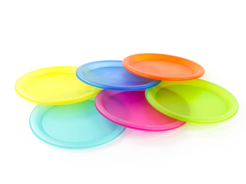 Colorful Plastic Reusable 10 inch Plates- 6 Pack