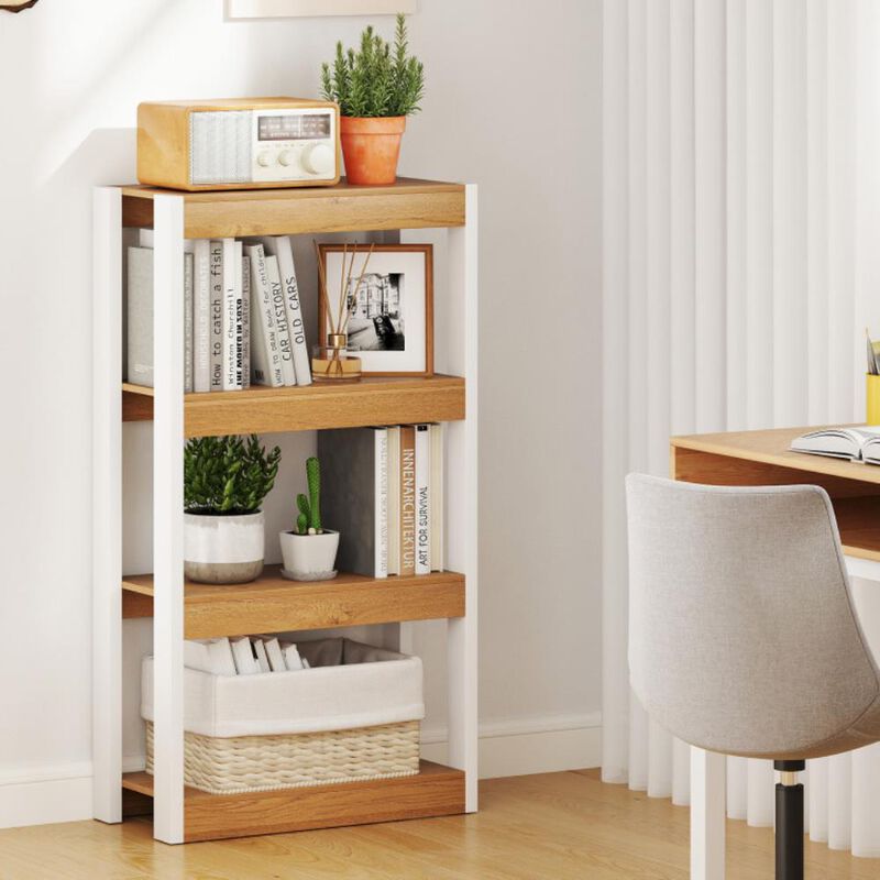 Hivvago 4 Tier Bookshelf Wooden Bookcase with Dual Anti-Tipping Kits