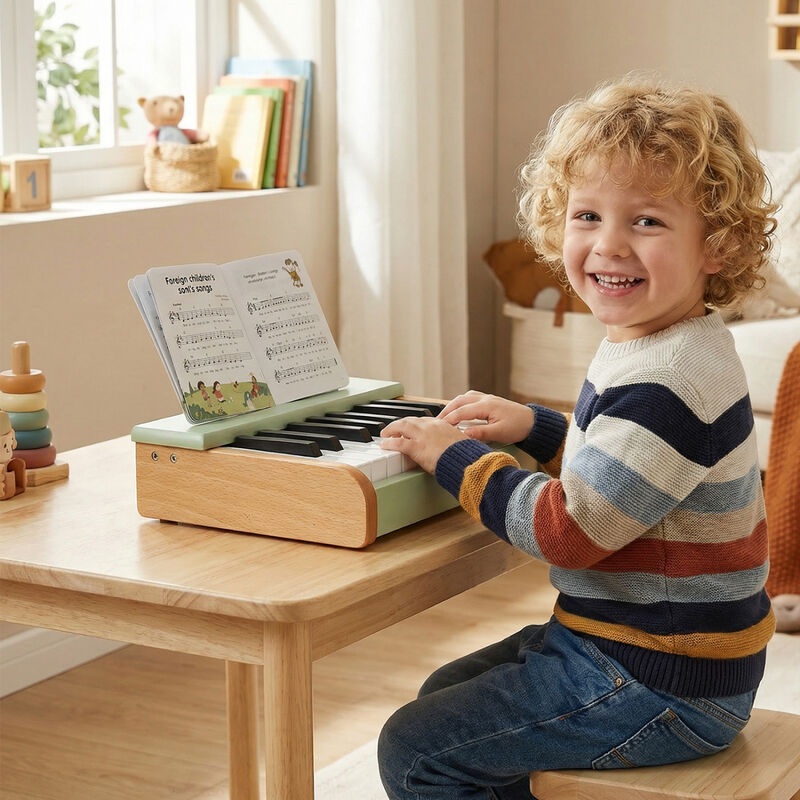 Wooden 18 Keys Piano for Children with Music Stand Removable image number 3