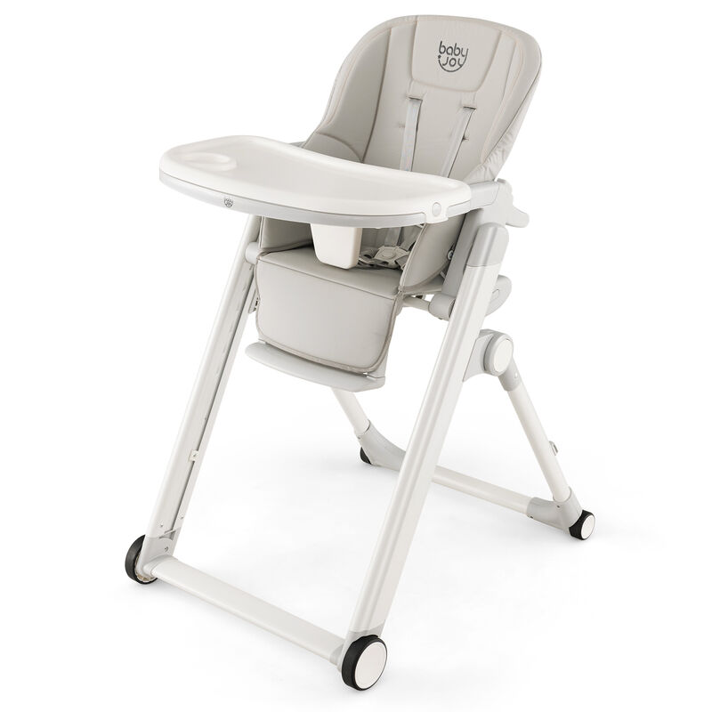 Foldable Feeding Sleep Playing High Chair with Recline Backrest for Babies and Toddlers