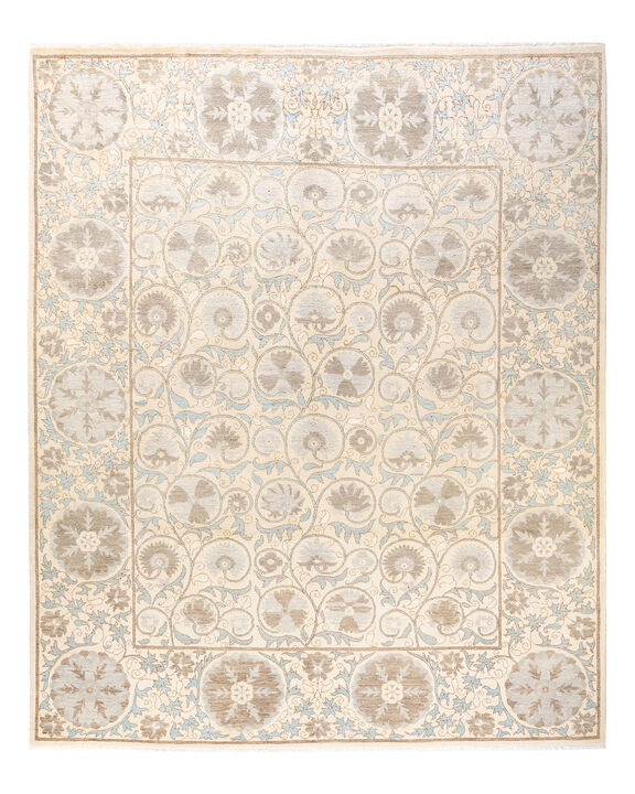 Suzani, One-of-a-Kind Hand-Knotted Area Rug  - Ivory, 8' 1" x 9' 9"