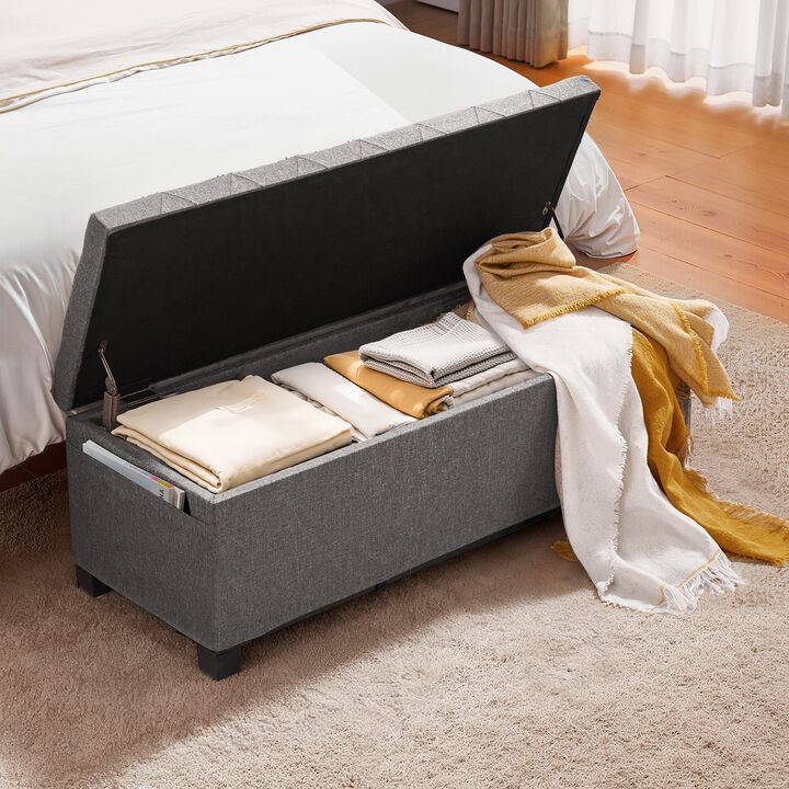 Linen Storage Bench Ottoman with Flip-Up Lid for Bedroom and Entryway