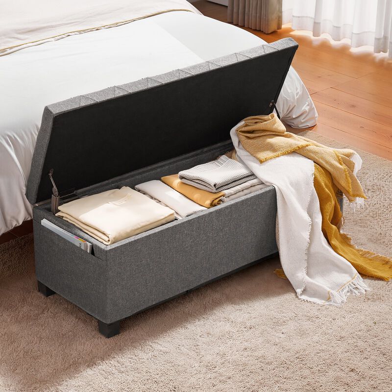 Linen Storage Bench Ottoman with Flip-Up Lid for Bedroom and Entryway image number 1