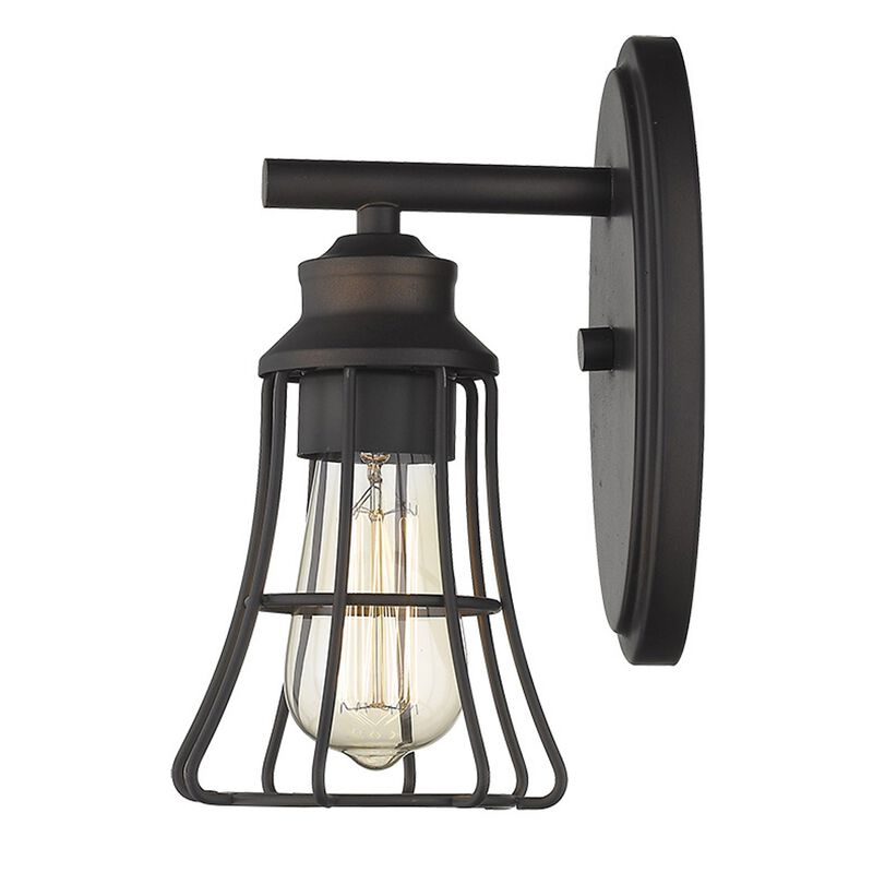 Hivvago One Light Bronze Cage Wall Light