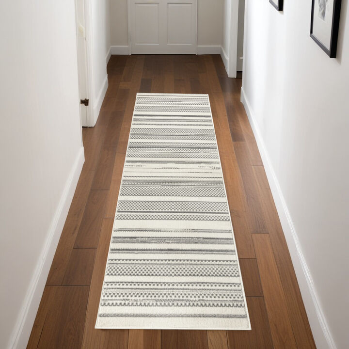 HomeRoots Striped Distressed Runner Rug