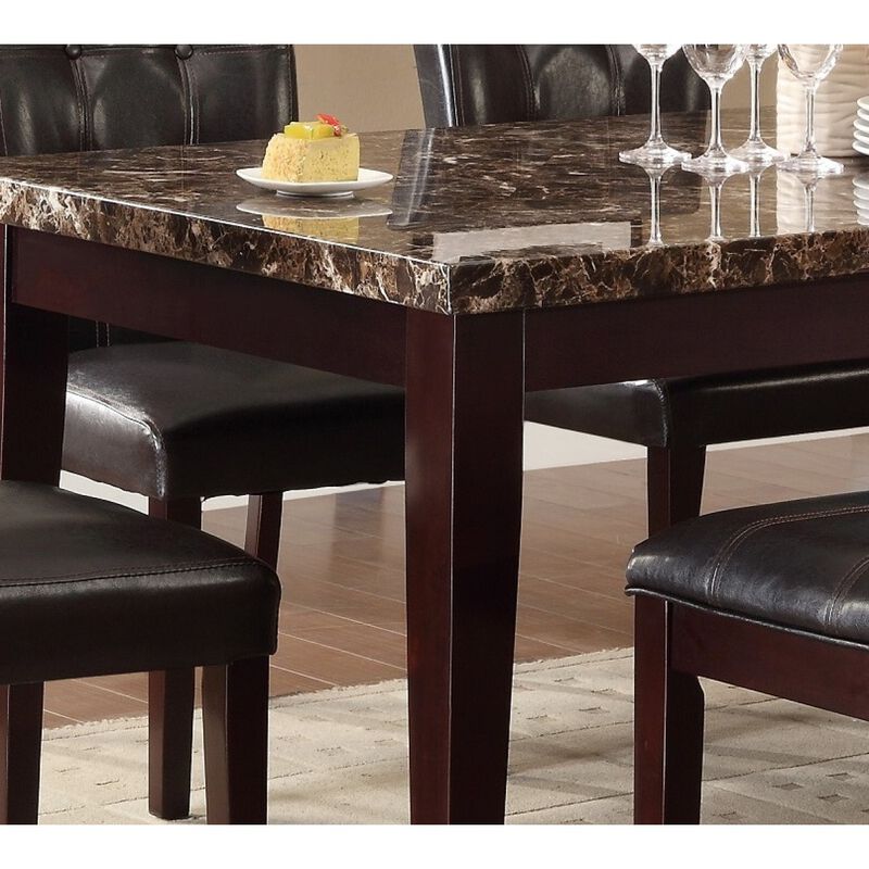 Espresso Finish Casual 1pc Dining Table Faux Marble Top Transitional Dining Room Furniture