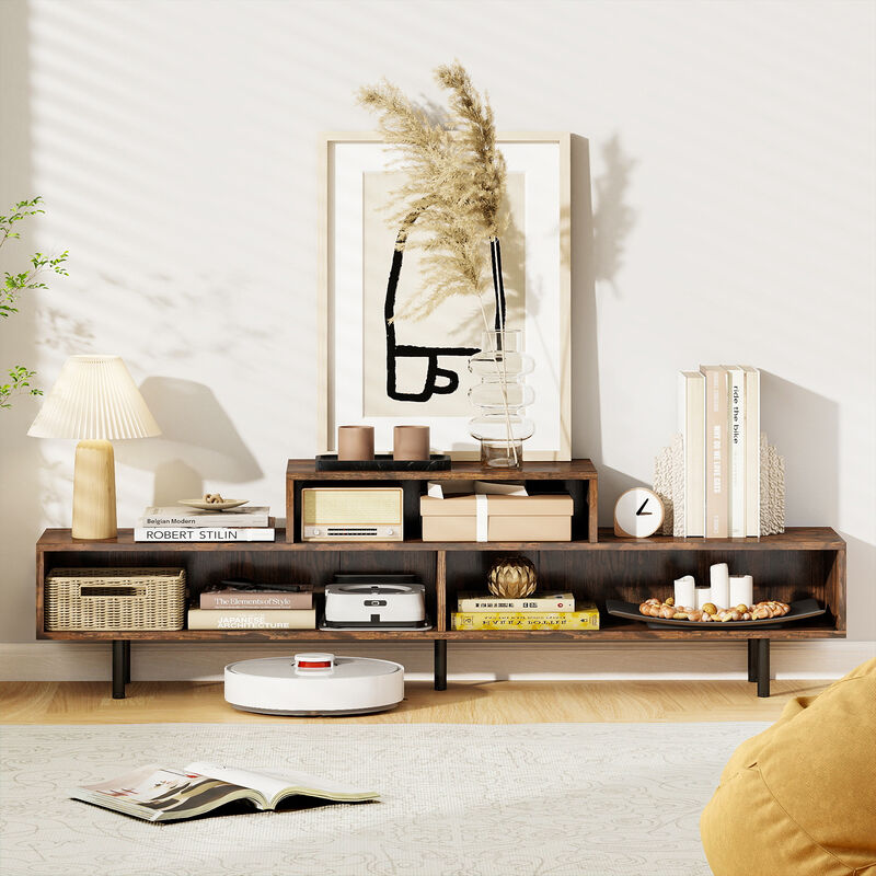 TV Stand with 3 Open Storage Compartments and Entertainment Center Design image number 5