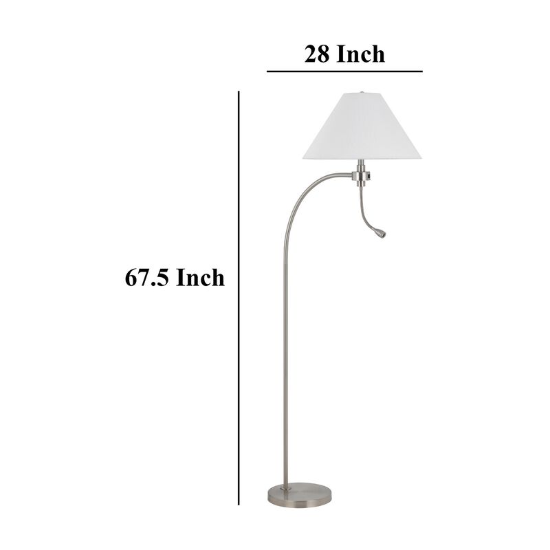 Ashy 68 Inch Floor Lamp, Gooseneck LED, White Shade, Bronze Arc Pole - Benzara