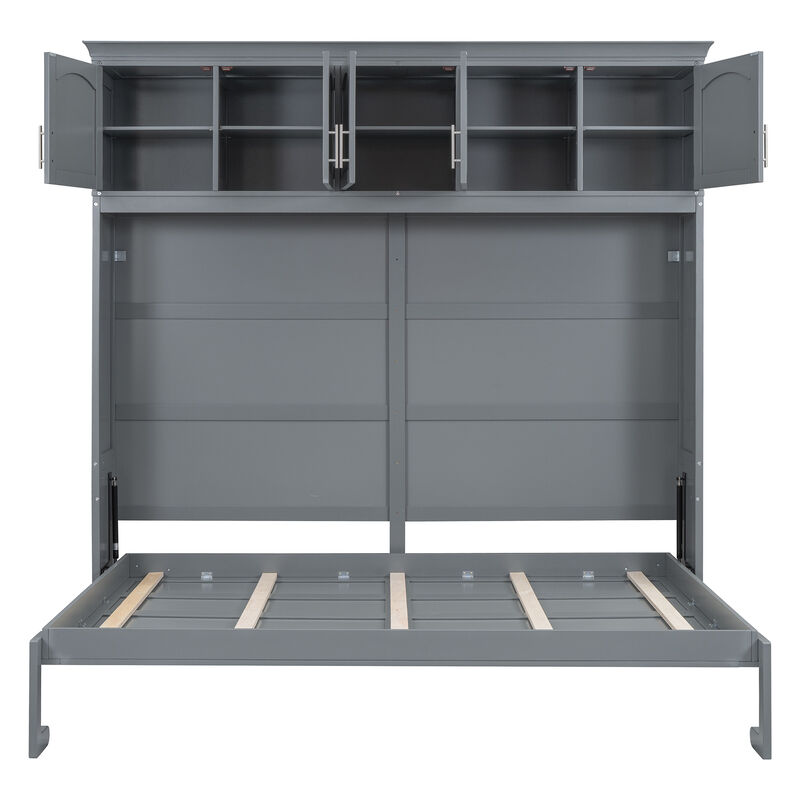 Whisen Modern Design Full Size Murphy Bed, Folded into a Cabinet with Top Cabinets
