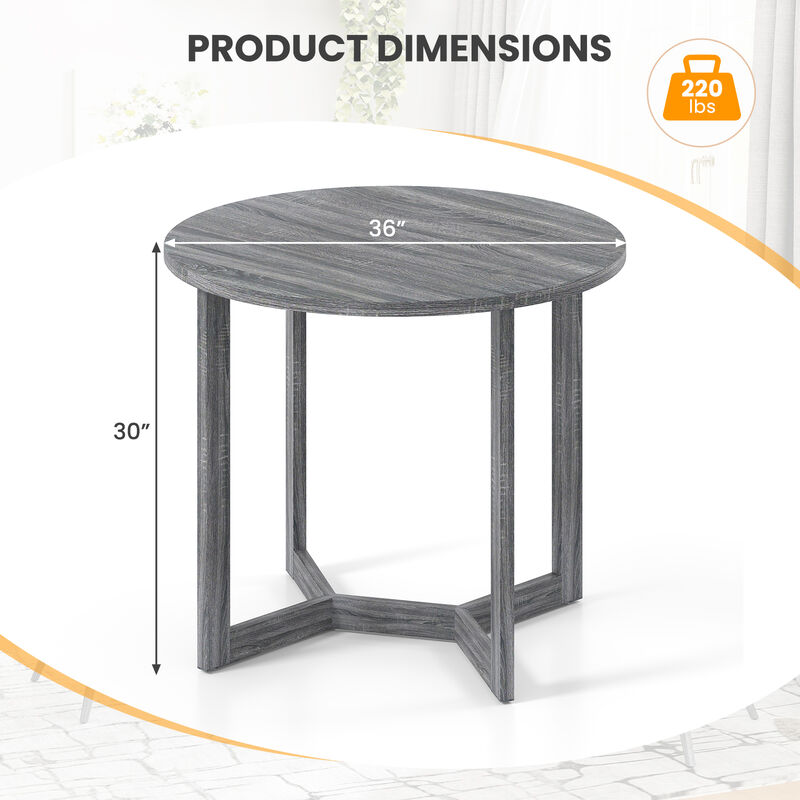 Round Pedestal Dining Table for 2–4 – Wing Base Design and Solid Wood Surface