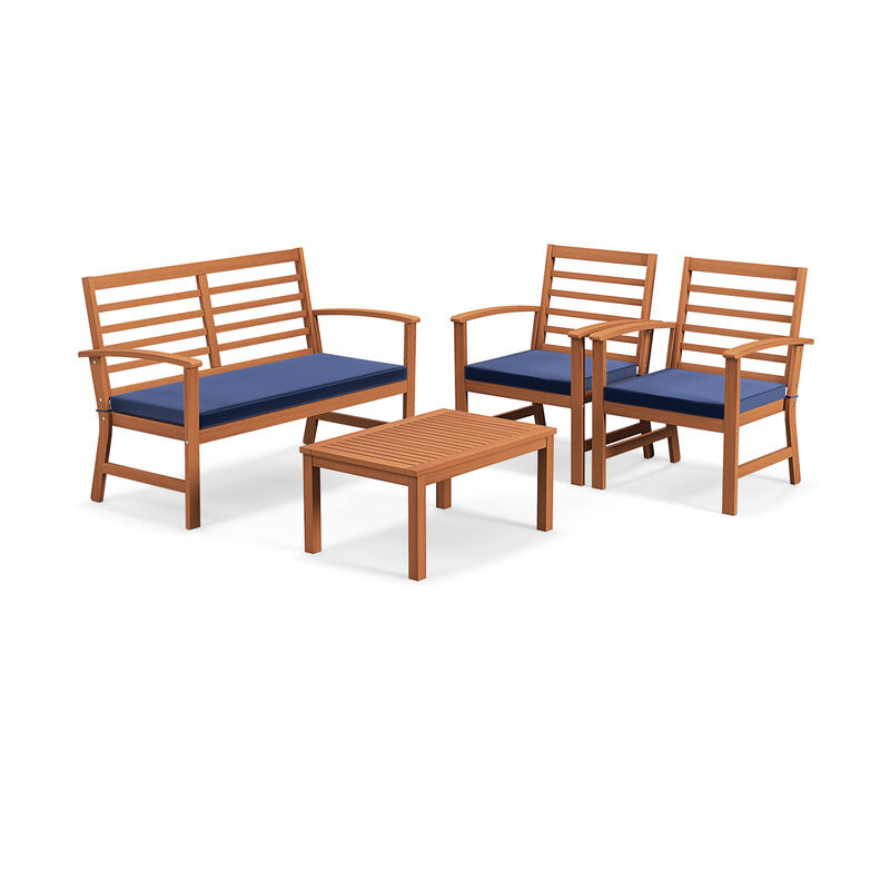 4 Pieces Outdoor Furniture Set with Stable Acacia Wood Frame image number 0