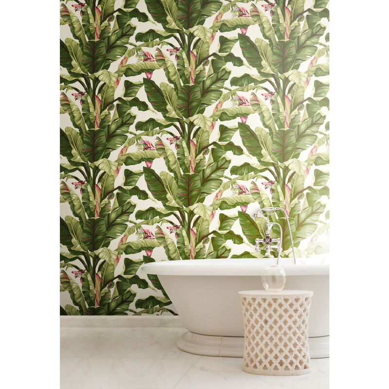 Banana Leaf Dark Brown & Pink Wallpaper image number 4