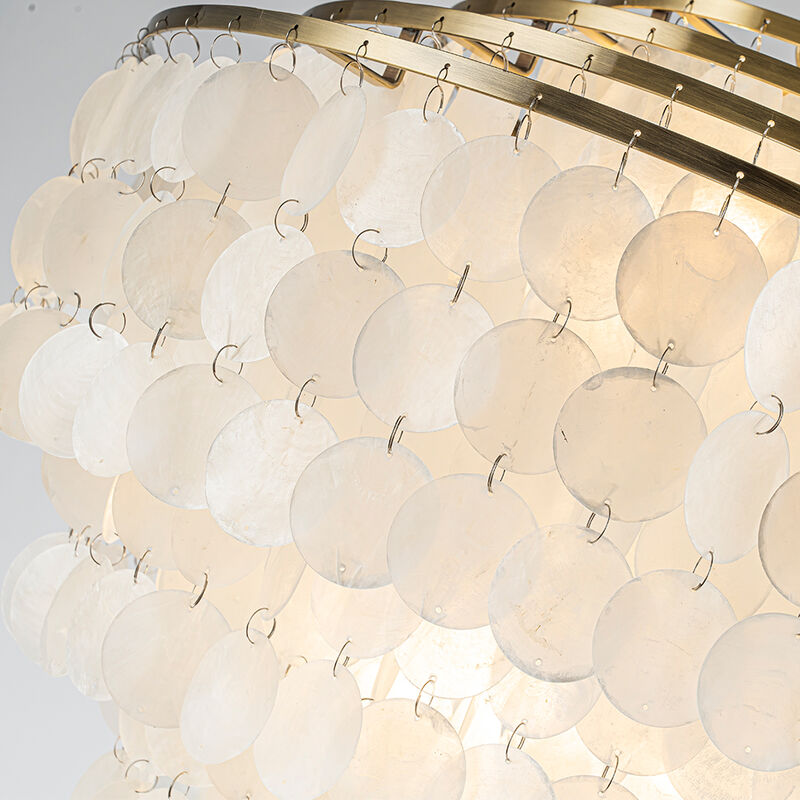 6-Light 22" Glam Coastal Capiz Tiered Chandelier With Natural Seashells image number 4