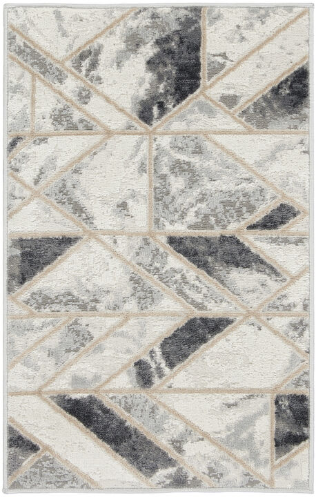 HomeRoots Geometric Non Skid Area Rug