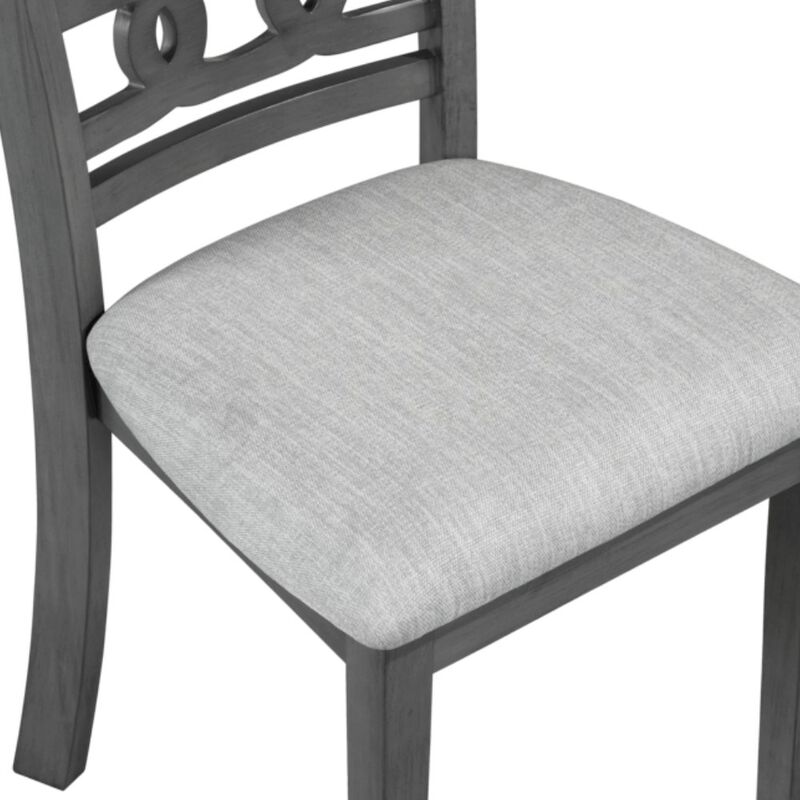 3-Piece Wood Dining Set Round Drop-Leaf Table 2 Chairs Contemporary Gray image number 4