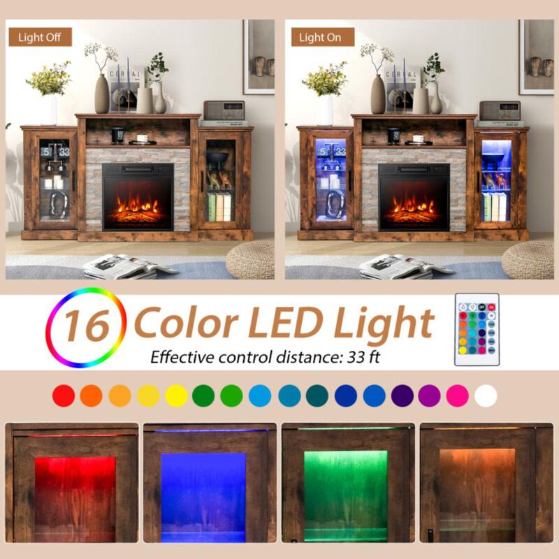Hivvago Electric Fireplace TV Stand with 16-Color Led Lights for TVs up to 65 Inch