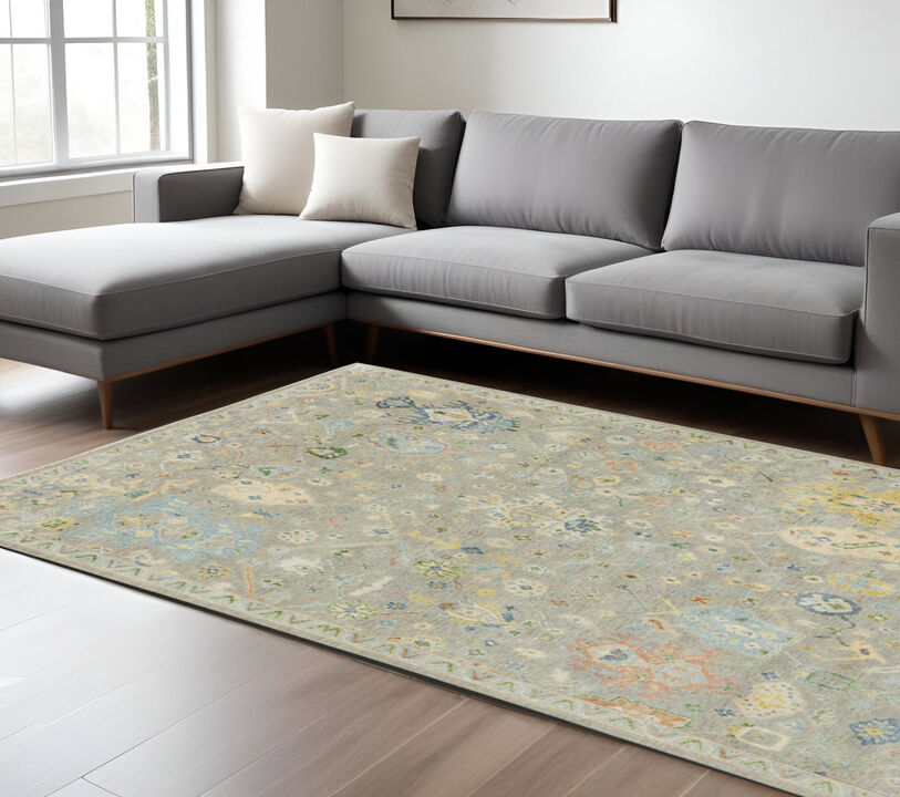HomeRoots Wool Oriental Hand Knotted Area Rug With Fringe