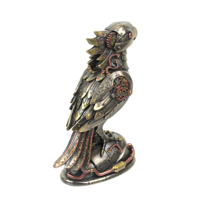 Steampunk Designed Cockatiel Parrot Bird Metallic Finished Tabletop Statue image number 2