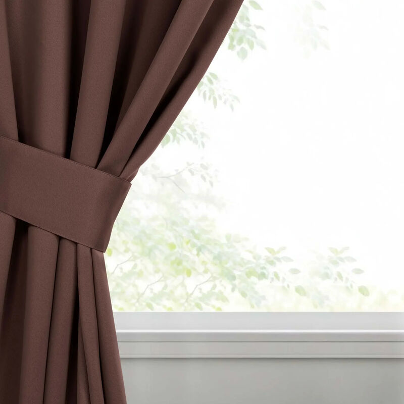 Set of 2 Solid Room Darkening Blackout Window Curtain Panels image number 2