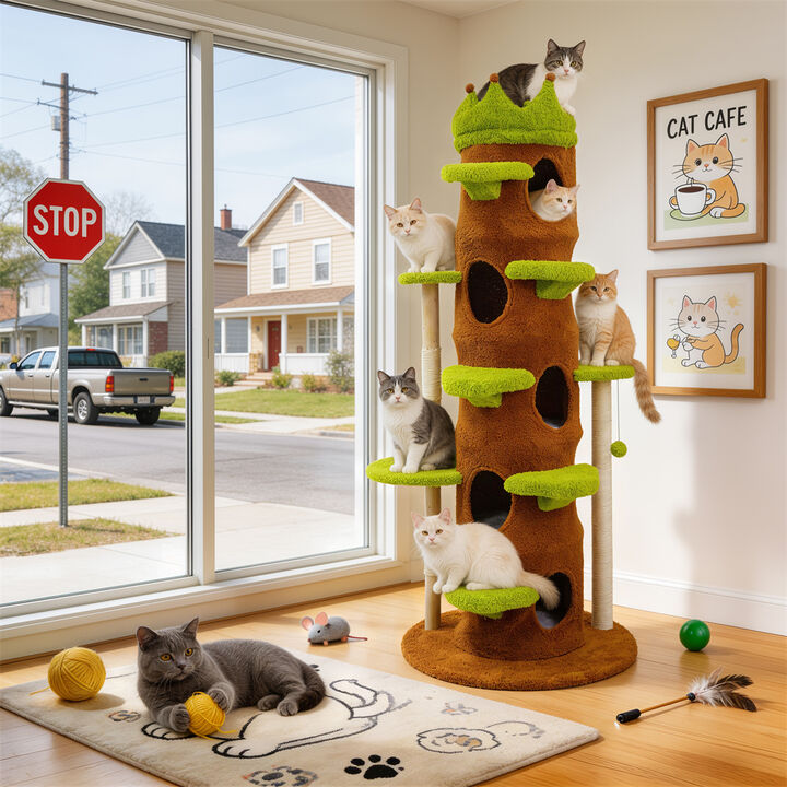 XXL Cat Tree Tower Activity Center Large Playing House Condo Rest Multiple Cats