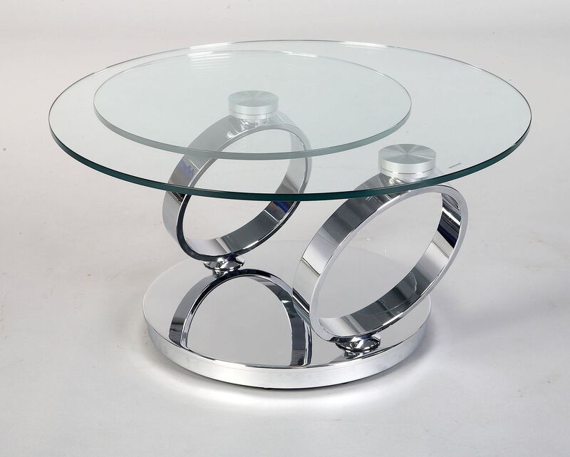 Motion coffee table with clear glass top (31.5"-53")x31.5"x17"H