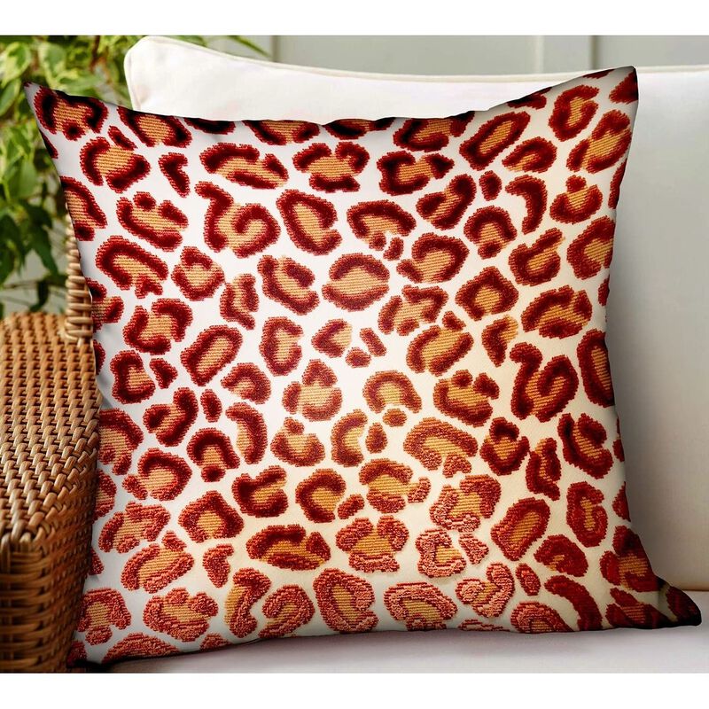 Plutus Brands Emberglow Velvet Cheetah Red Animal Motif Luxury Throw Pillow image number 1