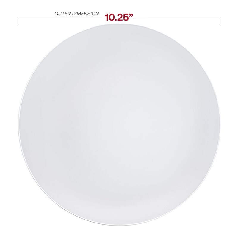 White with Silver Rim Organic Round Plastic Dinnerware Value Set (40 Sets) image number 2