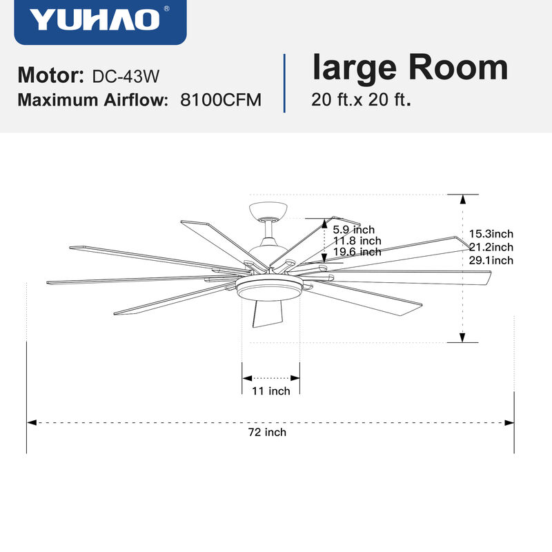 ELEMENT ACE Smart Ceiling Fan with Integrated LED Lighting and Remote Control image number 2