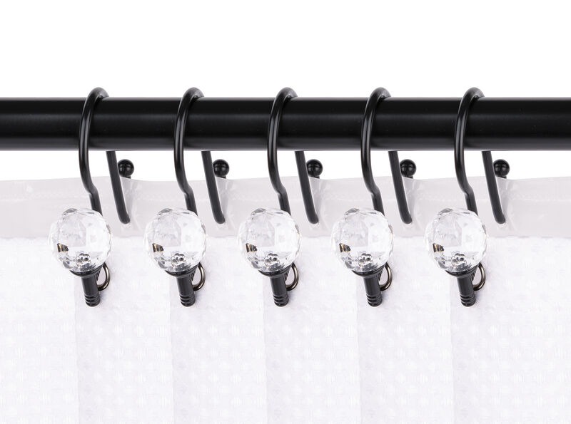 Zinc Double Shower Curtain Hooks, Set of 12 image number 1