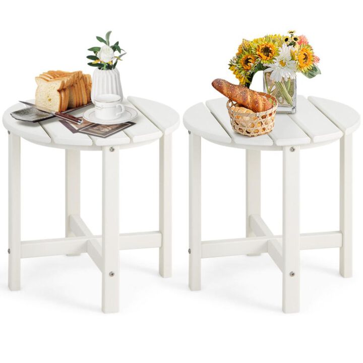Hivvago Set of 2 Round Weather-Resistant Adirondack Side Tables