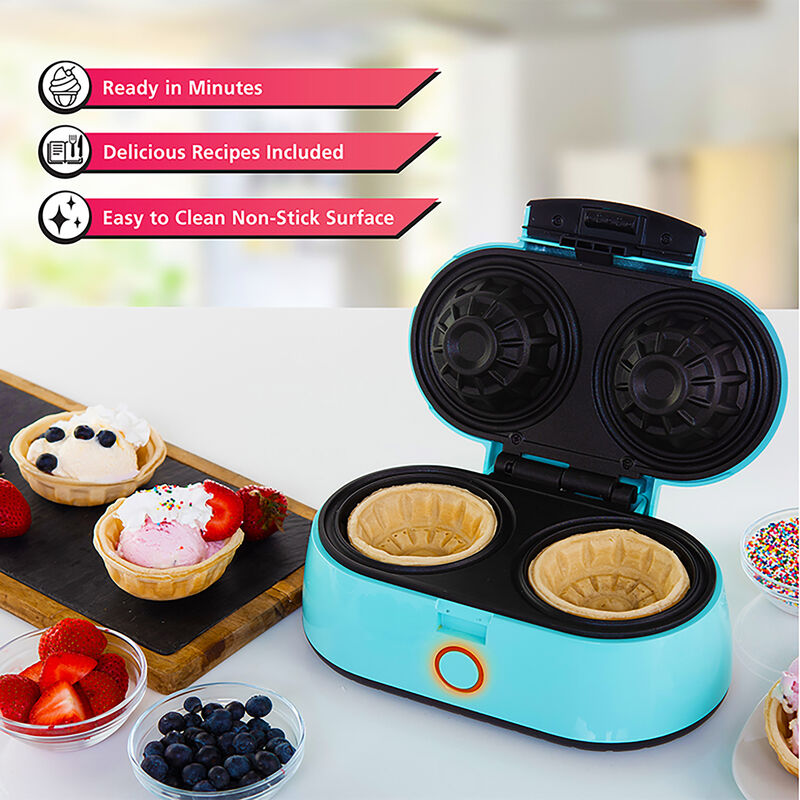 Brentwood Double 3.5 Inch Waffle Bowl Maker in Blue