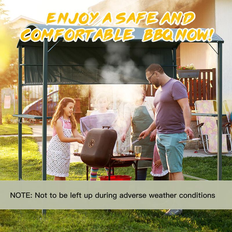 Hivvago 7ft BBQ Canopy Shelter with Serving Shelves & Hooks image number 6