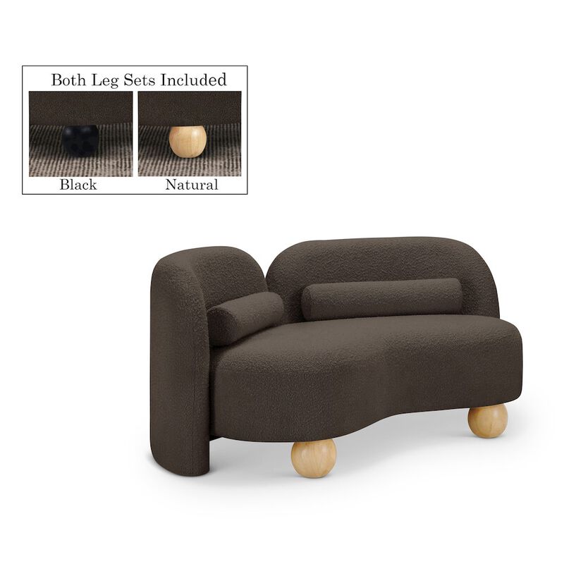 Meridian Furniture Daphne Brown Boucle Fabric Loveseat