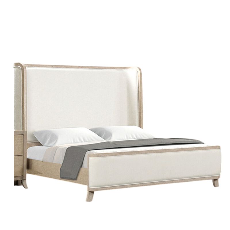 Queen Bedroom Set, Natural Oak Brown, White Wood, 2 Piece Set with Nightstand image number 2